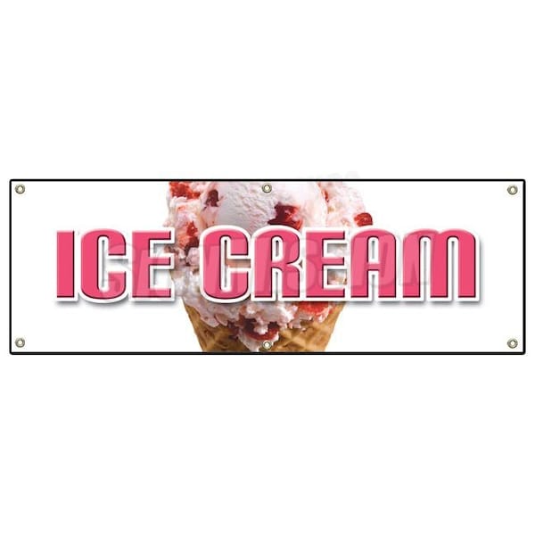 Signmission ICE CREAM BANNER SIGN cart shop cone signs sundae milkshake milk shake drink B-72 Ice Cream - main